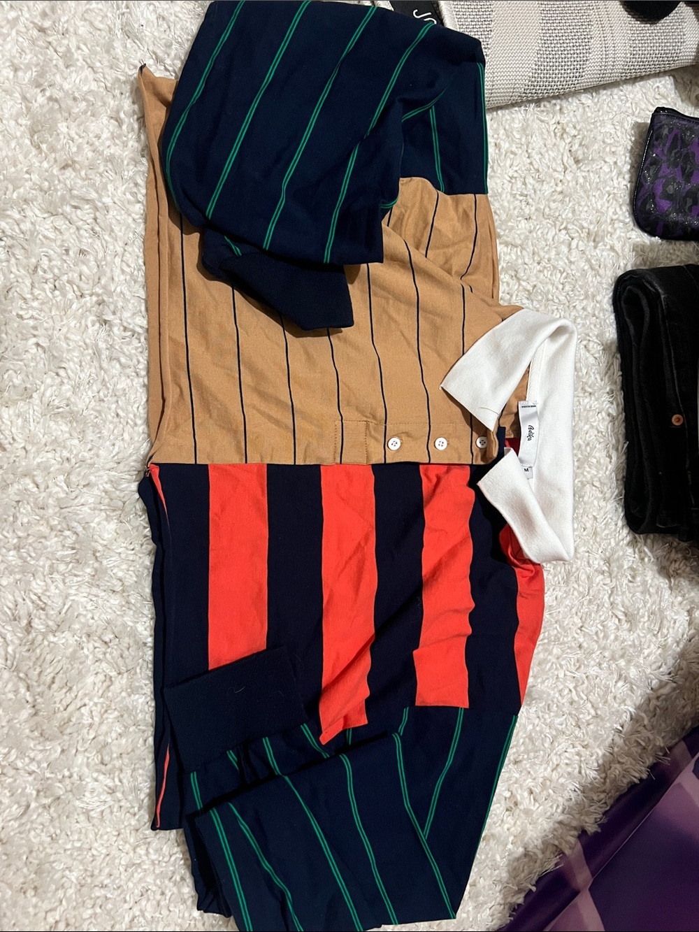 Adika Women's Multi-Stripe Crop Top – Navy, Red & Tan